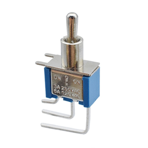 自恢复拨动开关 90 度 3 弯针 ON-OFF-ON 3A 250VAC/6A 120VAC